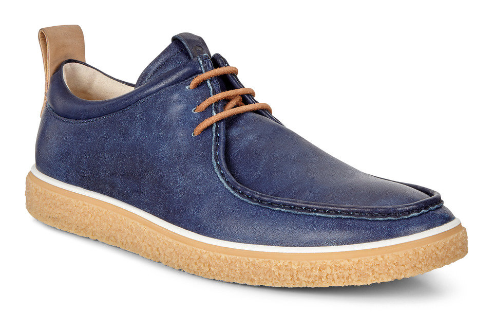ECCO MEN’S CREPETRAY MOC TIE ‘BLUE BAYOU 7/POWDER’