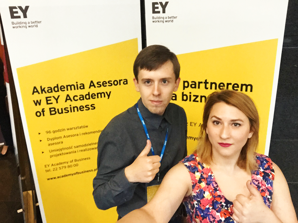 Marcin Marcinkowski - Specjalista HR i Gabriela Silarow - Strategy Manager click community podczas Employer Branding Management Summit 2017 w Warszawie.