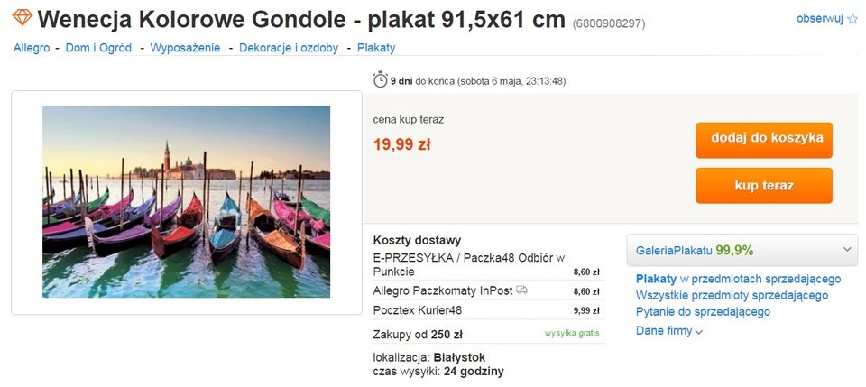 Plakat Wenecja kolorowe gondole.jpg