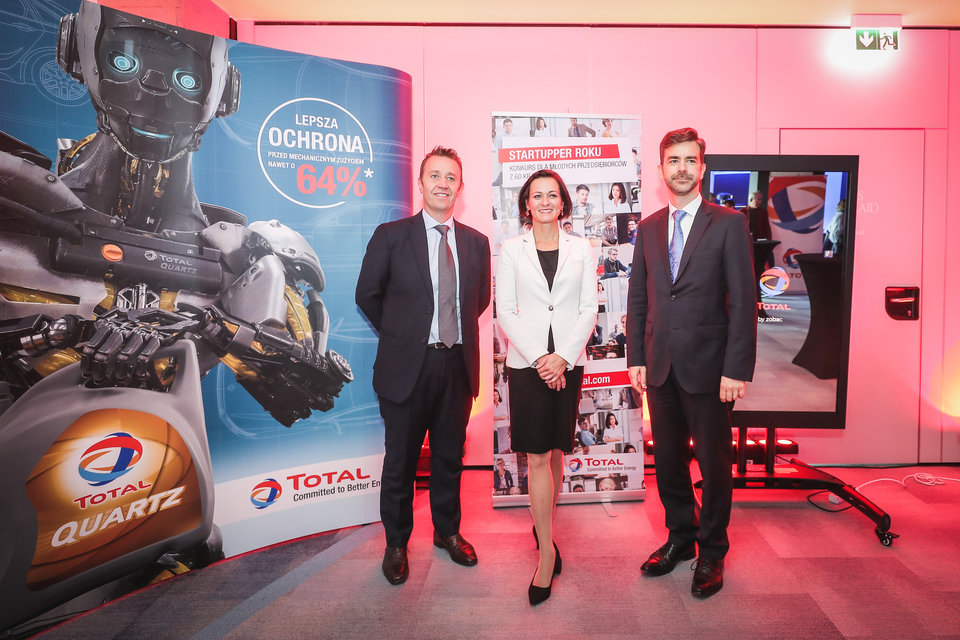 Projekt Startupper Roku wspierają w Polsce m.in. Ambasada Francji oraz Francusko-Polska Izba Gospodarcza. Na zdjęciu (od lewej): Benoit Pimont (Dyrektor Generalny Total Polska), Monika Constant (Dyrektor CCIFP), Philippe Gassmann (Ambasada Francji).