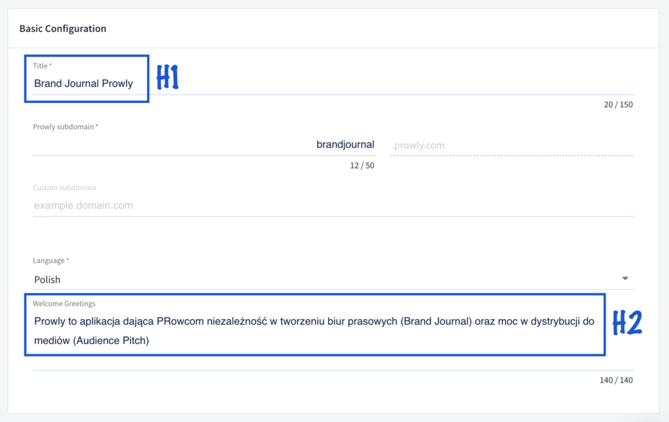 Stories -> Brand Journals -> Settings