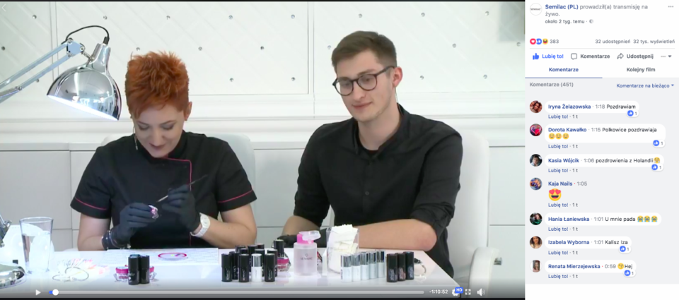 Facebook marki Semilac<br>