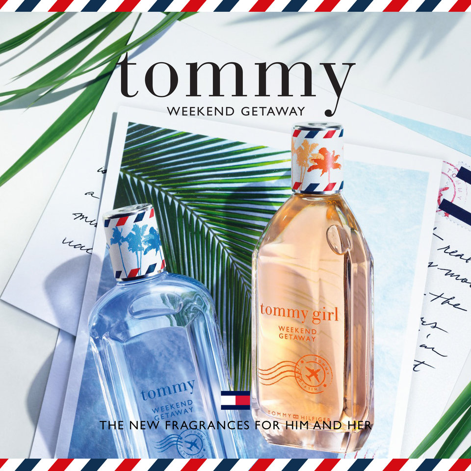 Tommy Hilifiger przedstawia zapach Tommy Girl Weekend Getaway. Świeży, soczysty owoc marakui łączy się z gardenią tahitańską, kwiatem pomarańczy, jaśminem i wyciągami z wanilii. Charakterystyczny dla marki flakonik zdobi frywolne logo TOMMY GIRL i znaczek pocztowy, a do zamknięcia służy kolorowa nakrętka.
